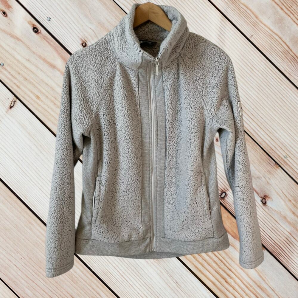 THE NORTH FACE Womens Furry Fleece Full Zip Jacket Gray S Gorpcore Outdoor Hike